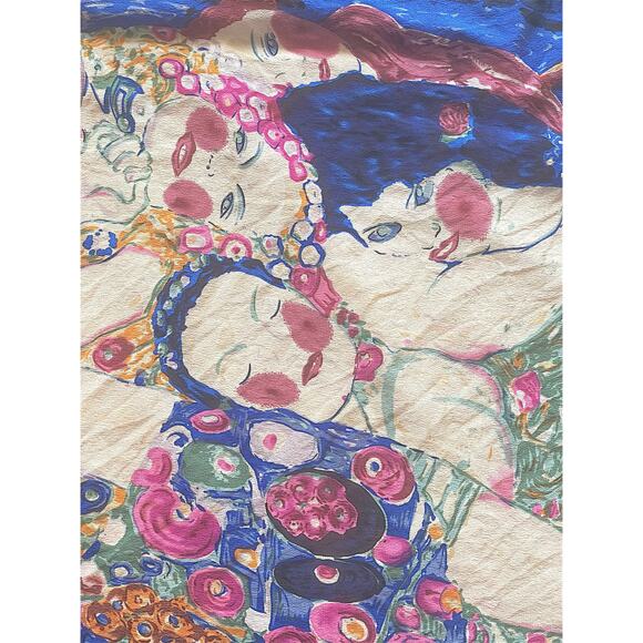Gustav Klimt THE VIRGIN Silk Art Scarf Square Hand Rolled Hems Artrepro Medici - Picture 2 of 5